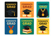 © Old Believer - Graduation celebration cards featuring caps, diplomas, and medals for congratulating graduates in a festive design
