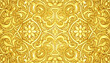 © Kean - Intricate and luxurious golden mosaic glass background featuring ornate floral patterns and swirling arabesque designs, creating a rich and opulent texture with a shimmering, glittering effect