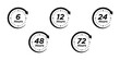 © Fergun - Hour Timer Duration Icons Set. 6, 12, 24, 48, 72 Hours Vector