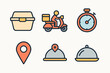 © Andrei - Colorful outline icons for fast food delivery, logistics, tracking, and service