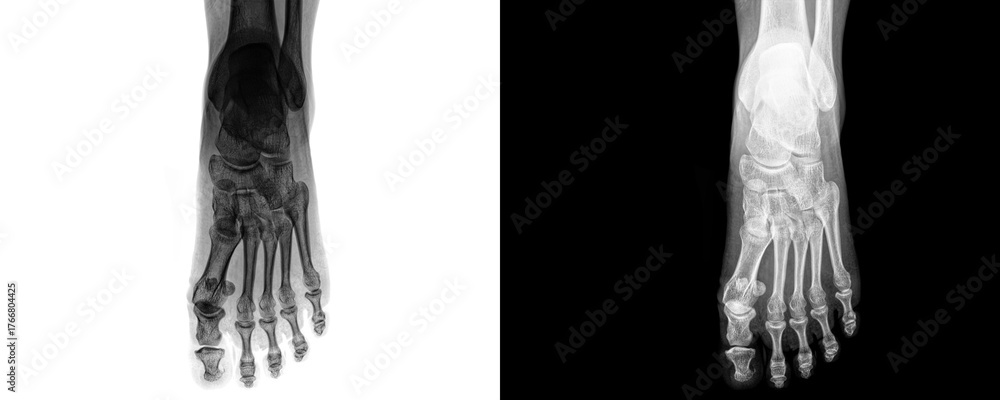 Medical Radiograph of Foot Anterior View Demonstrating Bone Structure ...