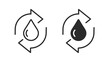 © vladwel - Recycle water filtration tech icon simple logo graphic illustration line stroke outline, refresh purification liquid oil sign symbol pictogram, disinfection sanitizing wash cycle, reuse technology