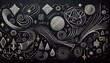 © Karina - chalk drawn symbols and shapes on a black board offer a creative artistic presentation