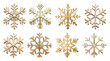 © Rawpixel.com - PNG Elegant golden snowflake designs, element set on transparent background