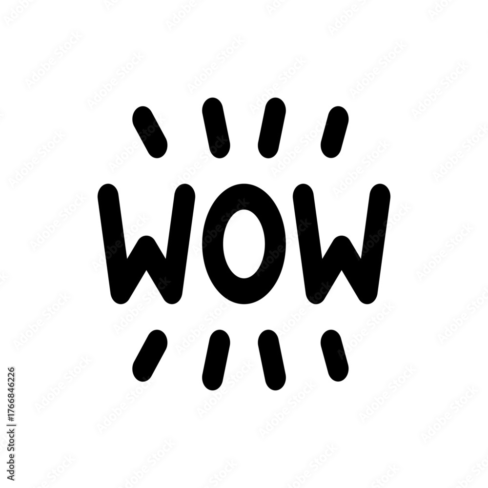 Wow In Words Illustration of the word wow in bold black font with exclamation marks ...