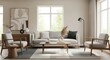 © katak - Bright contemporary living room with Scandinavian style wooden furniture and minimalist decor