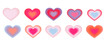 © ZhumaStudio - y2k gradient hearts vector collection. Blurred shapes in trendy cherry, red, blue and pink colors. Aura hearts for creative design. Modern vector illustration.
