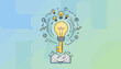 © Anna - Vibrant vector illustration depicting a creative concept of an idea represented by a glowing light bulb atop a key, emerging from an open book, surrounded by symbols of innovation and learning, set