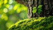 © MODERNARTWatChaRaWit - Captivating nature scene tree trunk and lush green moss forest close-up photography vibrant environment tranquil viewpoint