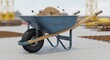 © kamral - Durable blue wheelbarrow loaded with dirt and rocks ready for construction site work and heavy lifting tasks
