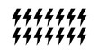 © Vector Bloom - Black lightning bolt flash energy power thunderbolt strike electric voltage danger sign vector illustration