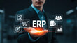 © MdSona - Enterprise Resource Planning Solution Visualized Modern Businessman Showcasing Integrated Business Management for Efficiency and Growth