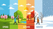© vectorlion_ - Visual representation of the four seasons showcasing the cyclical nature of time and environmental changes, ideal for educational and illustrative purposes.