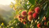 rambutan plants ready to be harvested, bright red in color