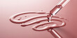 © MDSHAHINUL - Closeup of a dropper dispensing serum onto a pink surface