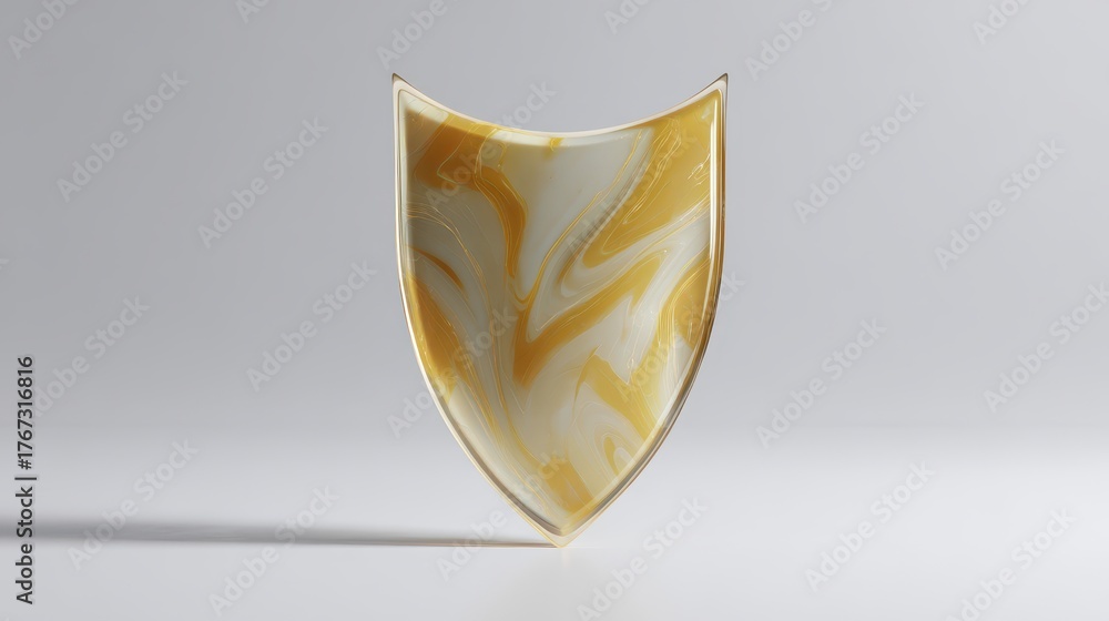 Beautiful photo of 3D rendering of a shield made of glass or plastic in ...