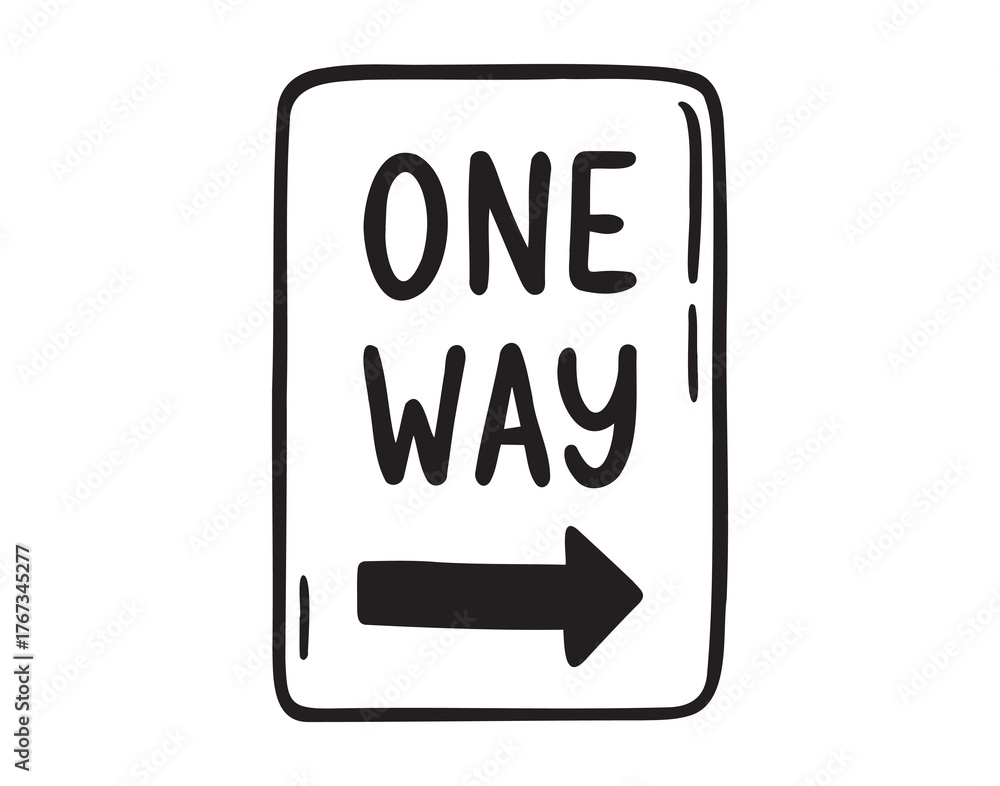One Way Sign Detailed Icon one way sign with arrow icon doodle hand drawn. Outline line drawing ...