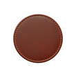 © K-MookPan - Brown Round Leather Coaster with Stitching on Isolated Background