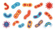 © John - Collection of colorful diverse bacteria and virus illustrations.