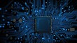 © Luba - Electronic Microchip with Blue Circuit Board Technology Background