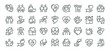 © FishCoolish - Charity human care outline icons pack. Line signs volunteering and social help, support kindness or friendly relations. Thin vector icons set perfect for web app infographic business social projects.