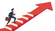 © MUHAMMAD - Determined Businessman Climbing Red Success Stairs Towards Growth