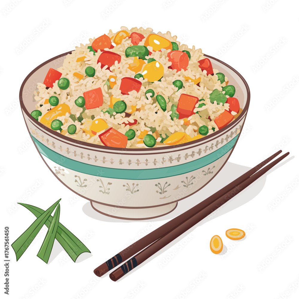 Chinese Fried Rice Vector Showcasing Create Bold Stroke Chinese Fried Rice With Crisp High ...