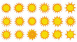 © DigitalStock - Diverse sun illustrations for summer vibes A collection of sunshine icons perfect for design elements website graphics and illustrating seasonal change.