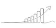 © Single Line Art - Abstract continuous line drawing illustrating upward trend bar chart with ascending arrow vector
