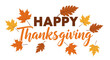 © Md. Tanjim Tanvir - Warm and inviting happy thanksgiving greeting card isolated on white background with falling autumn leaves and elegant script typography