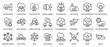 © IYAHICON - Cloud algorithm collection icon set. Data processing,Load balancing,Cloud encryption,Machine learning,Edge computing,Auto scaling,Data synchronization,Cloud orchestration. Simple line vector.