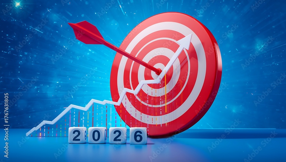Target arrow growth chart for year 2026 business strategy and financial ...