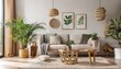 © Amanda - modern living room interior with scandinavian style furniture plants and decorative accents
