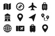 © elena - Gps travel icons navigation itinerary suitcase vector plane pin icon hotel location