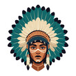 © tahubulat - Indigenous Woman Feather Headdress Portrait Flat Vector Illustration