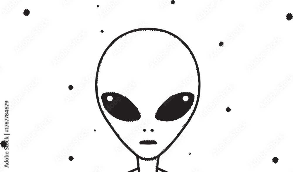 Minimalist Alien Illustration – Simple Black and White Extraterrestrial ...