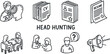 © vadymstock - Illustration depicting head hunting and recruitment processes including resumes CVs and interviews.