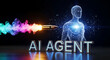© Samuel - Action-Packed AI Agent Under Attack in Futuristic Environment - Digital Illustration