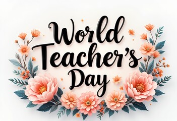  Elegant floral design celebrating world teachers day with soft pastel flowers and foliage