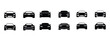 © naeem - Front View Car Silhouettes Collection, Automobile Front Grille Icons Set, Twelve Black Car Icons (Vector), vector, illustration