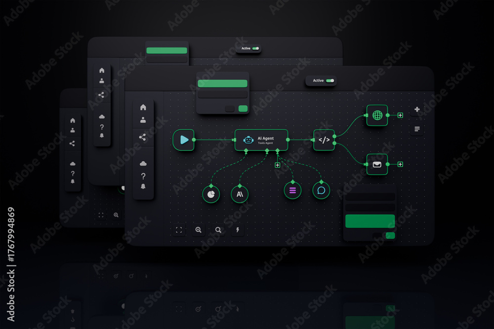 Automation Technology Interface AI workflow automation artificial intelligence software interface nodes ...