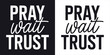 © Vectyx - Modern inspirational typography Pray Wait Trust in bold black and white minimalist lettering design for faith motivation and posters