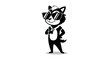 © Jamur - Cool Skunk Mascot Wearing Sunglasses Black and White Illustration.