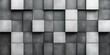 © moon - Monochrome abstract pattern of raised and recessed square tiles creating a geometric textured wall with varying shades of grey and visible concrete details