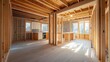 © Nazia - Home construction framing transitioning into modern finished kitchen