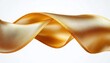 © ali - Close-up view of a smooth and shiny golden satin ribbon twisting gracefully against a clean white background evoking elegance and luxury