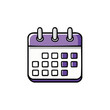 © FryArt - Cute purple calendar illustration with days marked for planning and time management