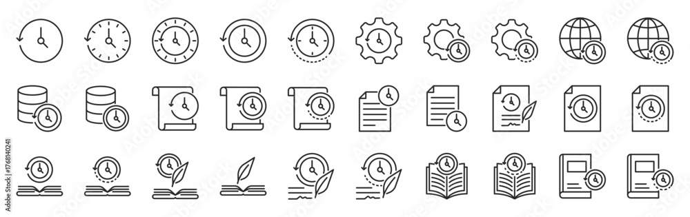 History Note Icon history icon pack outline style vector collection for time management ...