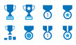 © GraphicGlow - Cup & Trophy icon set. Winner icon collection. Award symbol collection. Silhouettes of Trophies and Winner Medals. Vector illustration.