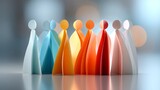 Colorful abstract figures forming a group, symbolizing diversity and unity in a modern artistic composition.